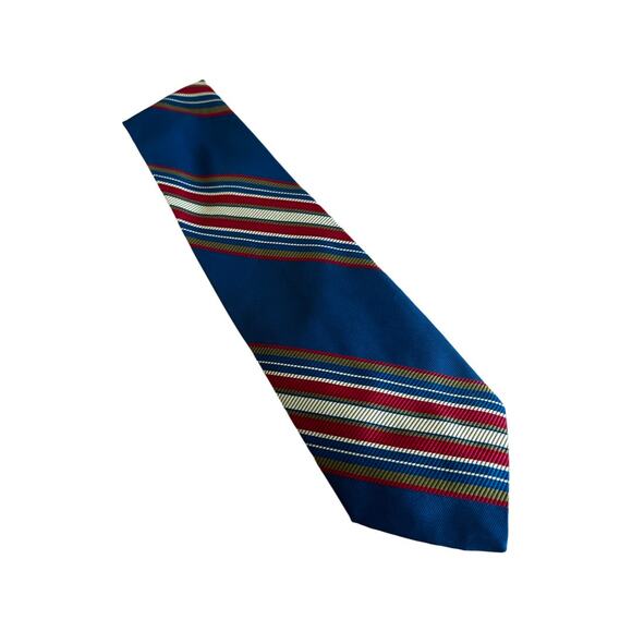 Vintage Regalon Blue Textured and Striped Tie - Picture 1 of 4